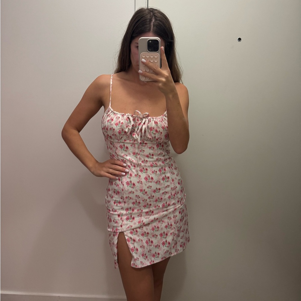 Floral Pink Spaghetti Strap Dress